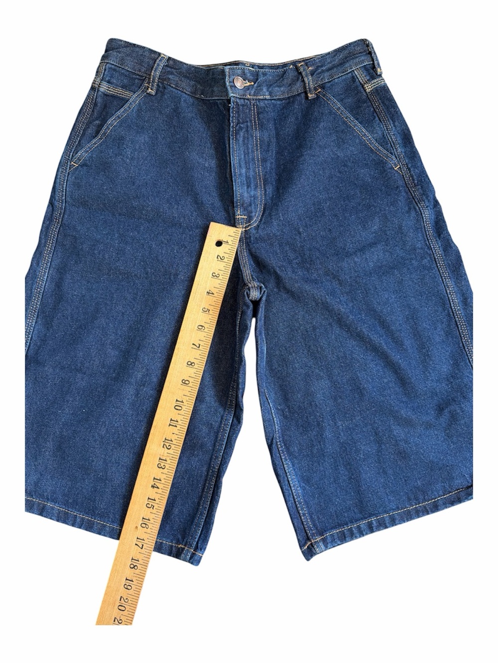 We the Free Jorts Wide Leg L Blue Wash Bermuda Denim Shorts 100% Cotton NWOT - Picture 5 of 8